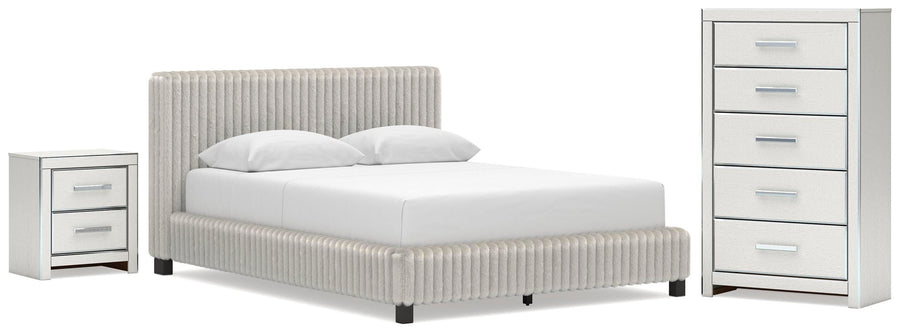 Zuraleus Upholstered Bed, Chest and Nightstand