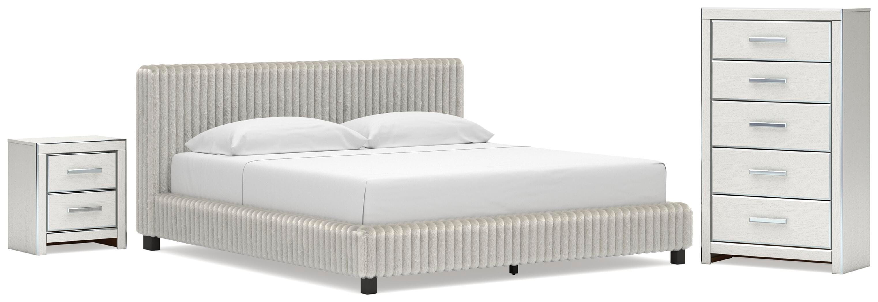 Zuraleus Upholstered Bed, Chest and Nightstand