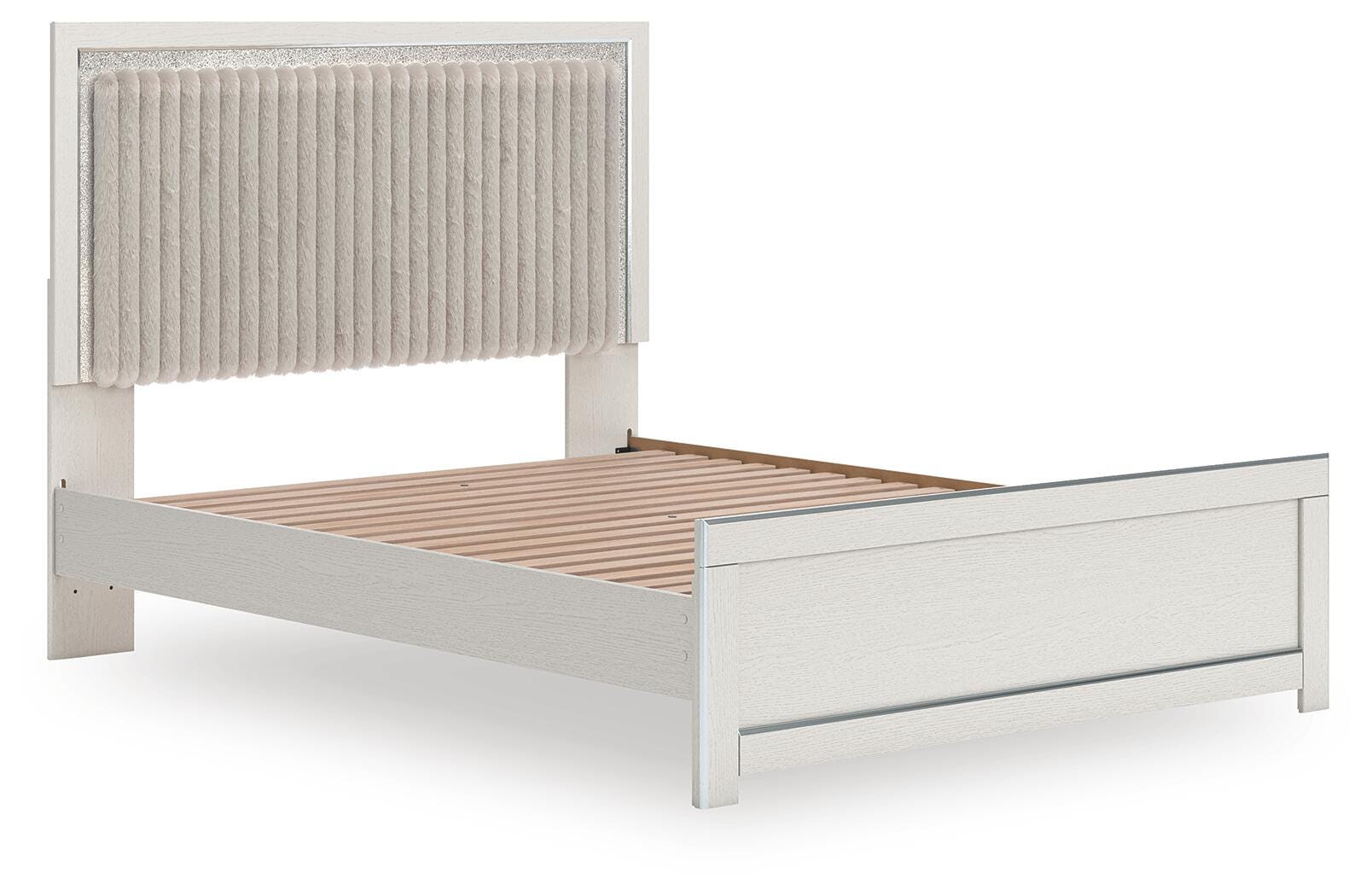 Zuraleus Upholstered Panel Platform Bed, Dresser, Mirror and Chest