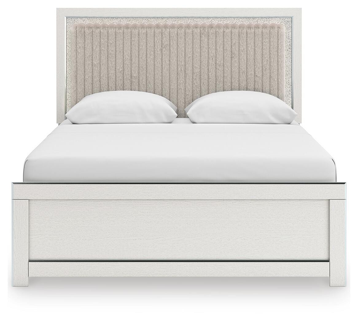 Zuraleus Upholstered Panel Platform Bed, Dresser and Nightstand