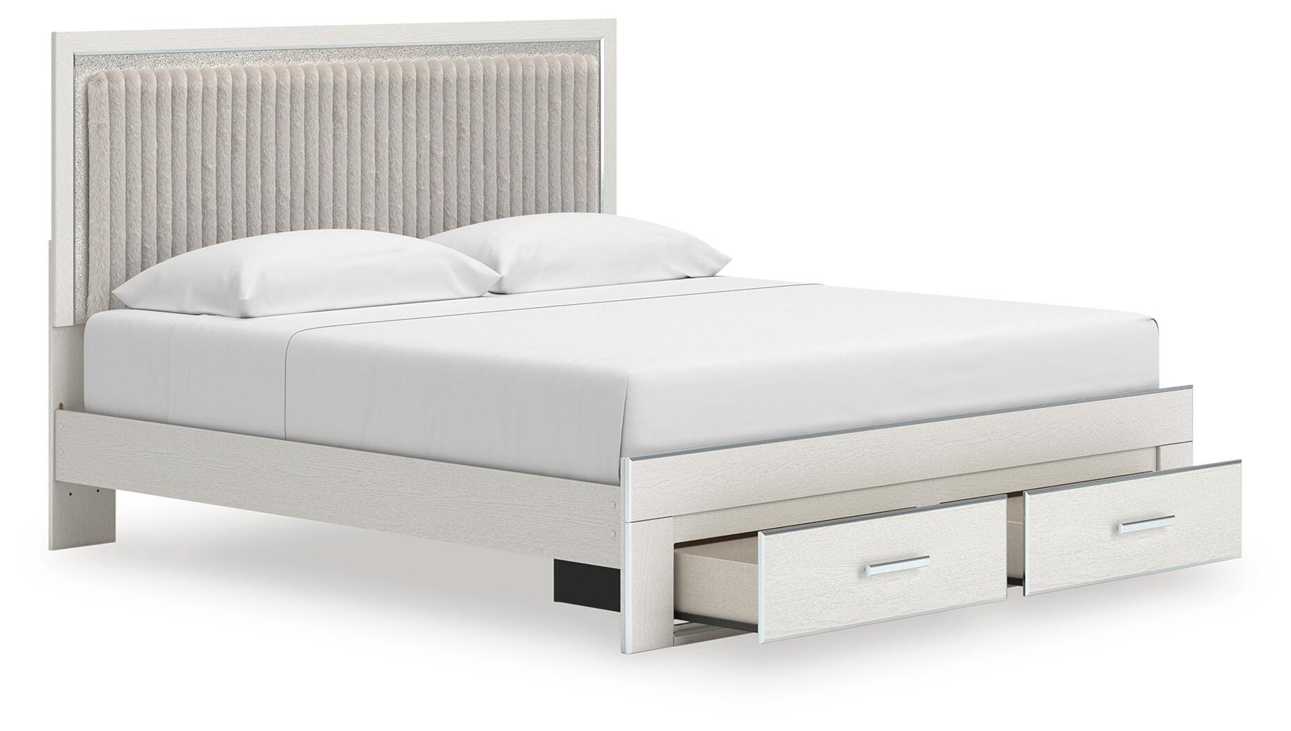 Zuraleus Upholstered Panel Platform Storage Bed, Dresser, Mirror and Chest