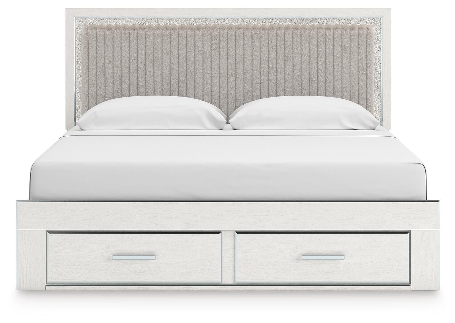 Zuraleus Upholstered Panel Platform Storage Bed, Dresser, Mirror and Nightstand