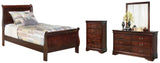 Alisdair Sleigh Bed with Mirrored Dresser and Chest
