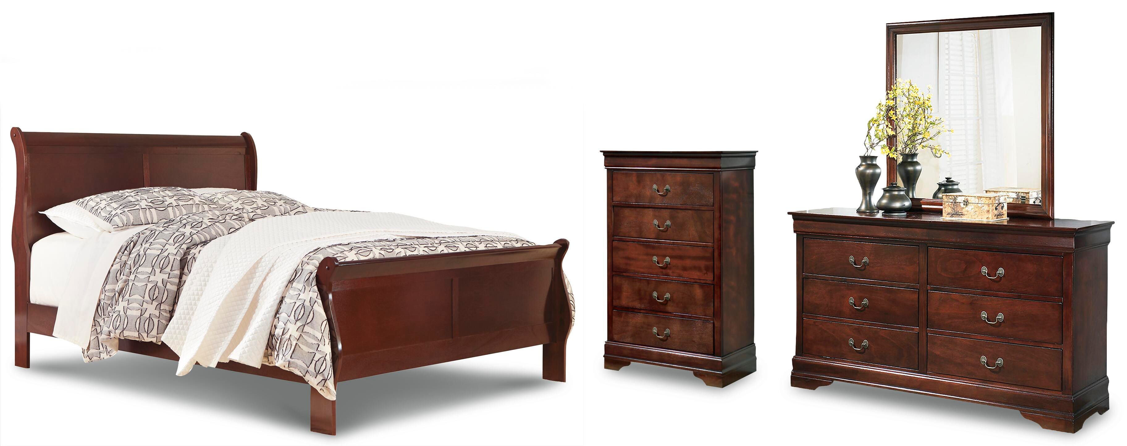 Alisdair Sleigh Bed with Mirrored Dresser and Chest