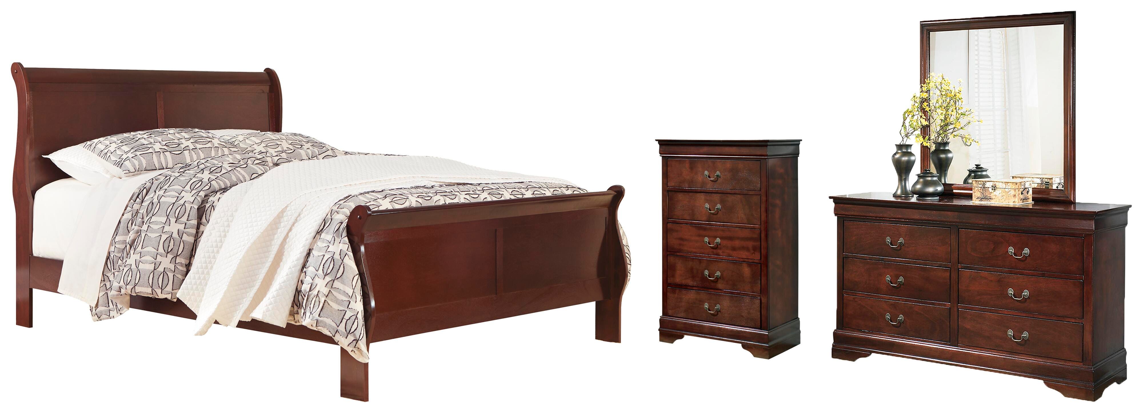 Alisdair Sleigh Bed with Mirrored Dresser and Chest