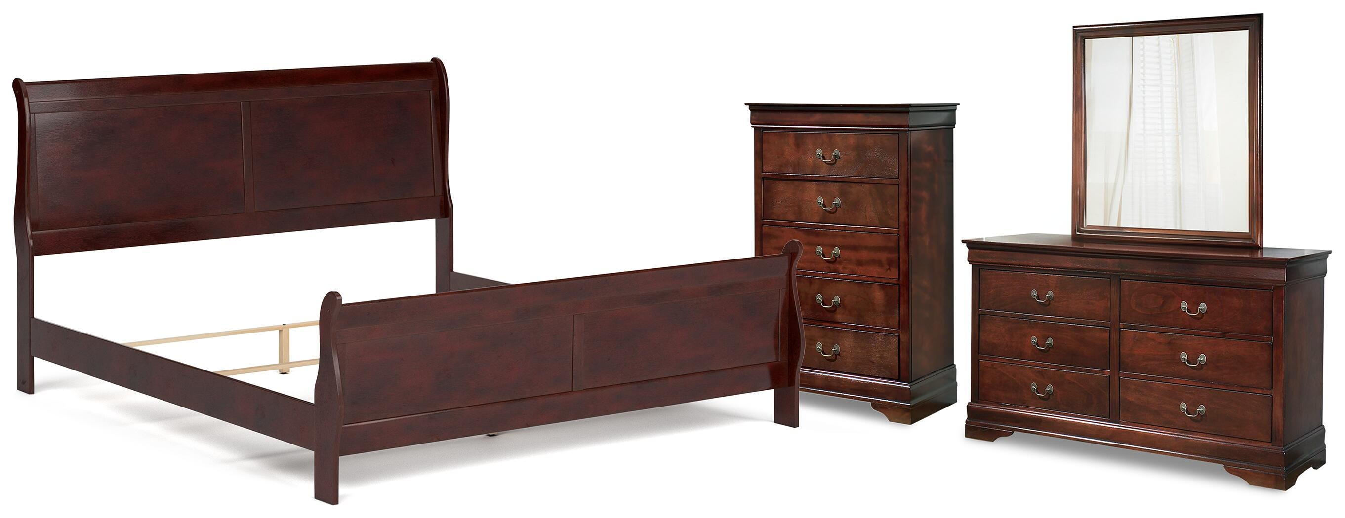 Alisdair Sleigh Bed with Mirrored Dresser and Chest