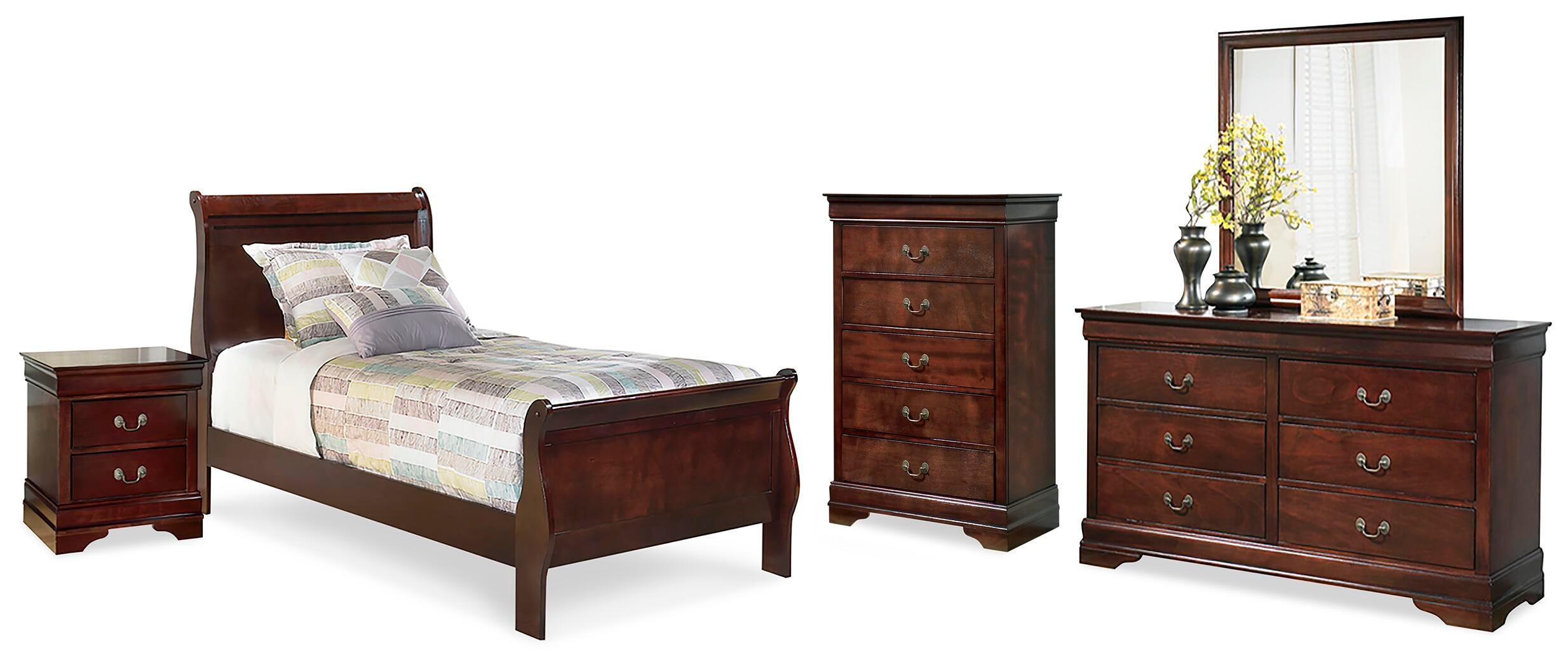 Alisdair Sleigh Bed, Dresser, Mirror, Chest and Nightstand