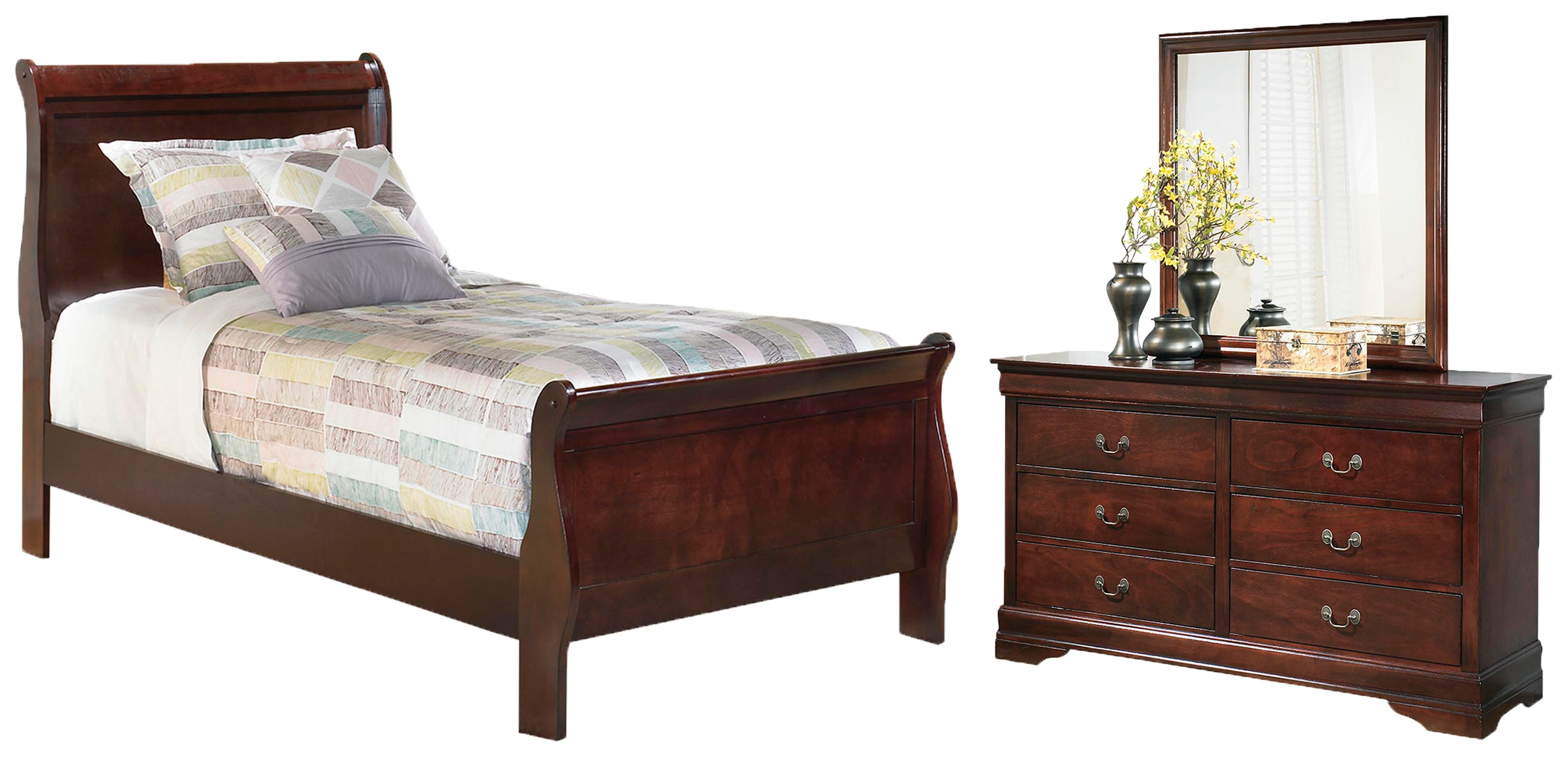 Alisdair Sleigh Bed with Mirrored Dresser