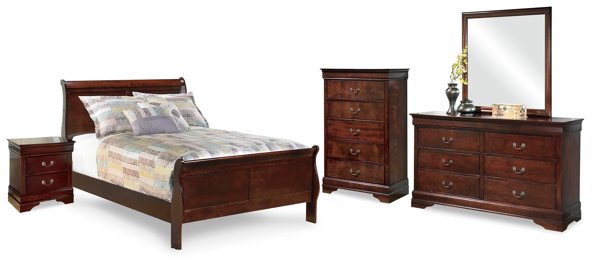 Alisdair Sleigh Bed, Dresser, Mirror, Chest and Nightstand