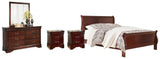 Alisdair Sleigh Bed with Mirrored Dresser and 2 Nightstands