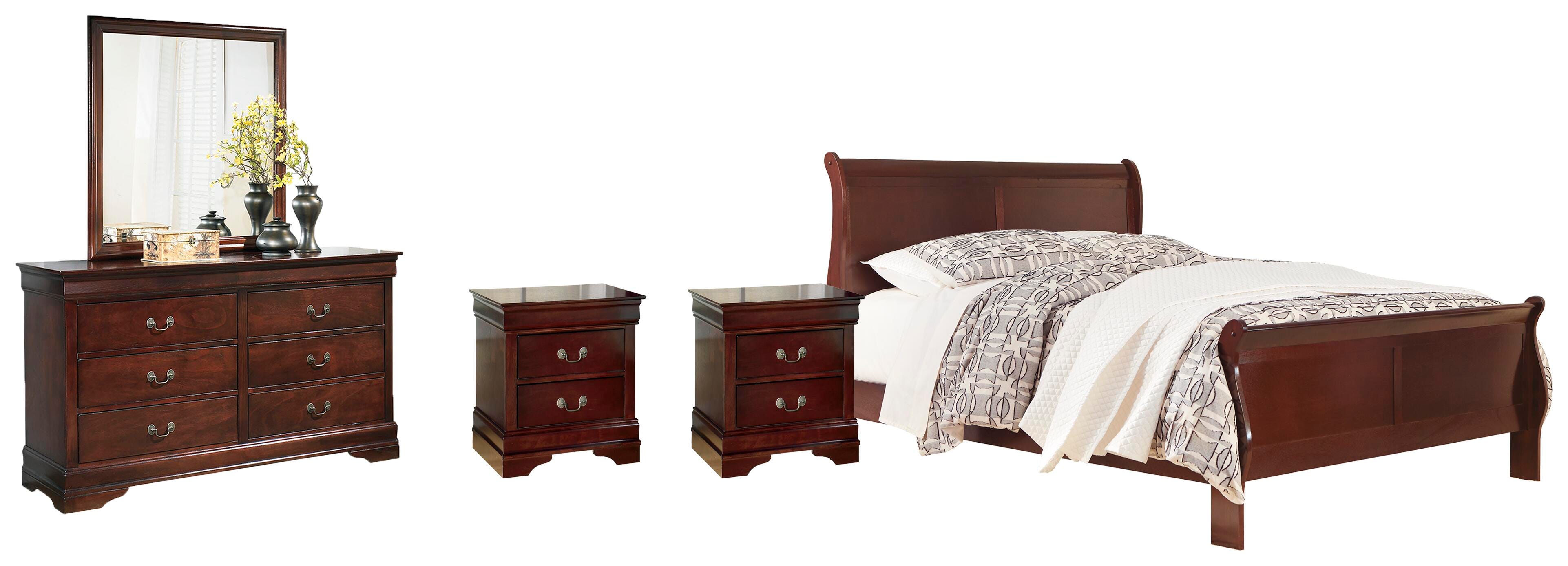 Alisdair Sleigh Bed with Mirrored Dresser and 2 Nightstands