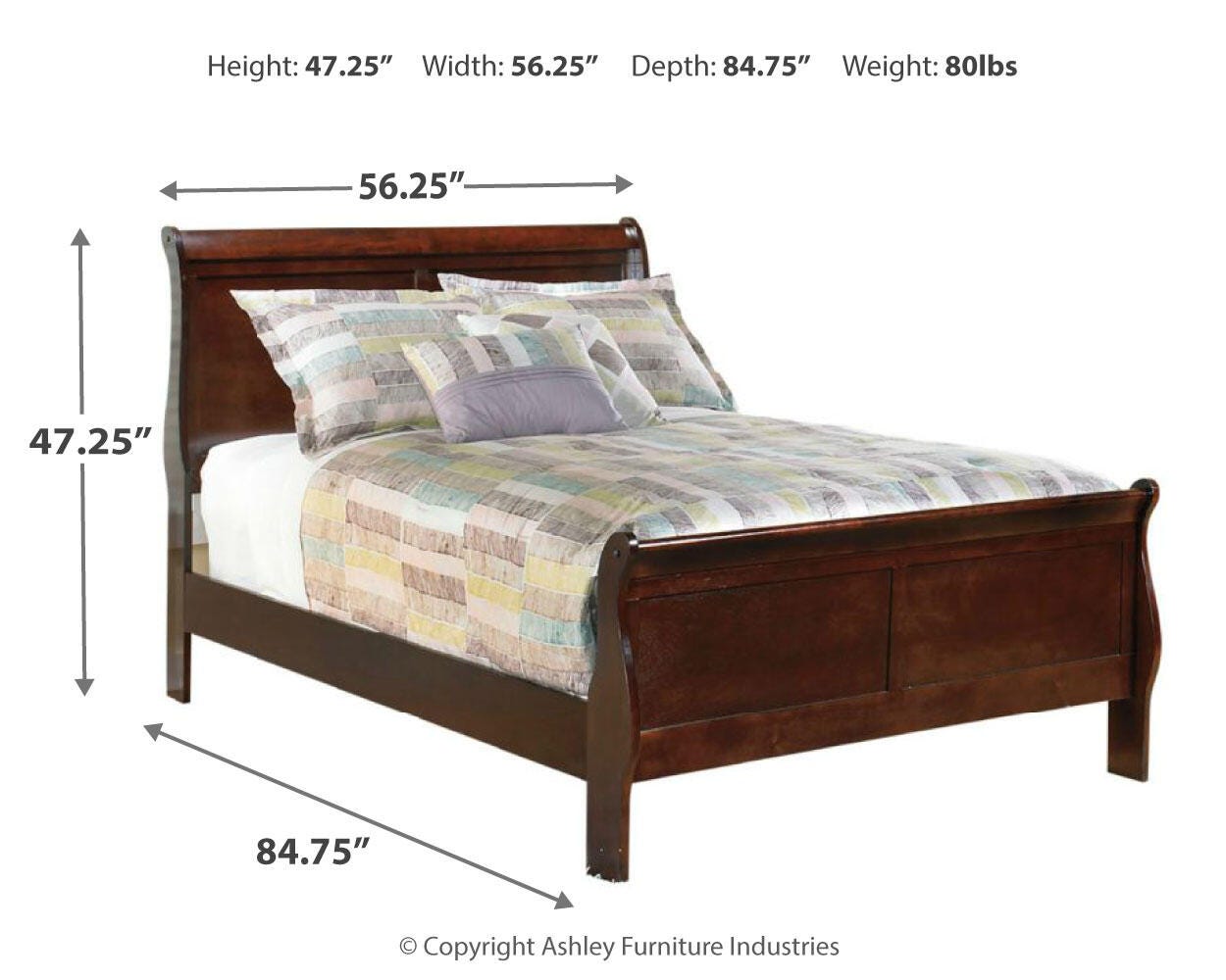 Alisdair Sleigh Bed with Mirrored Dresser and Chest