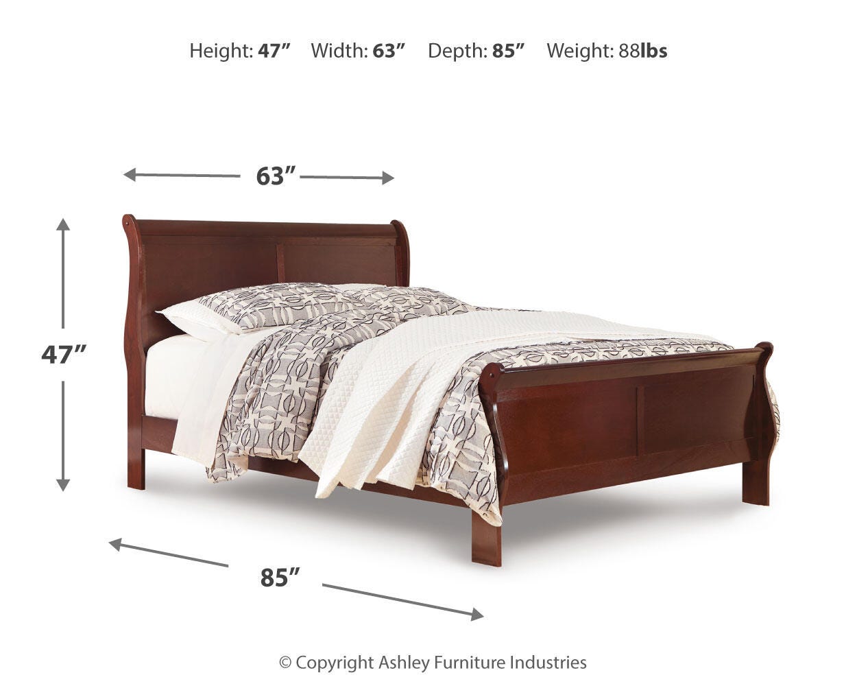 Alisdair Sleigh Bed with Mirrored Dresser