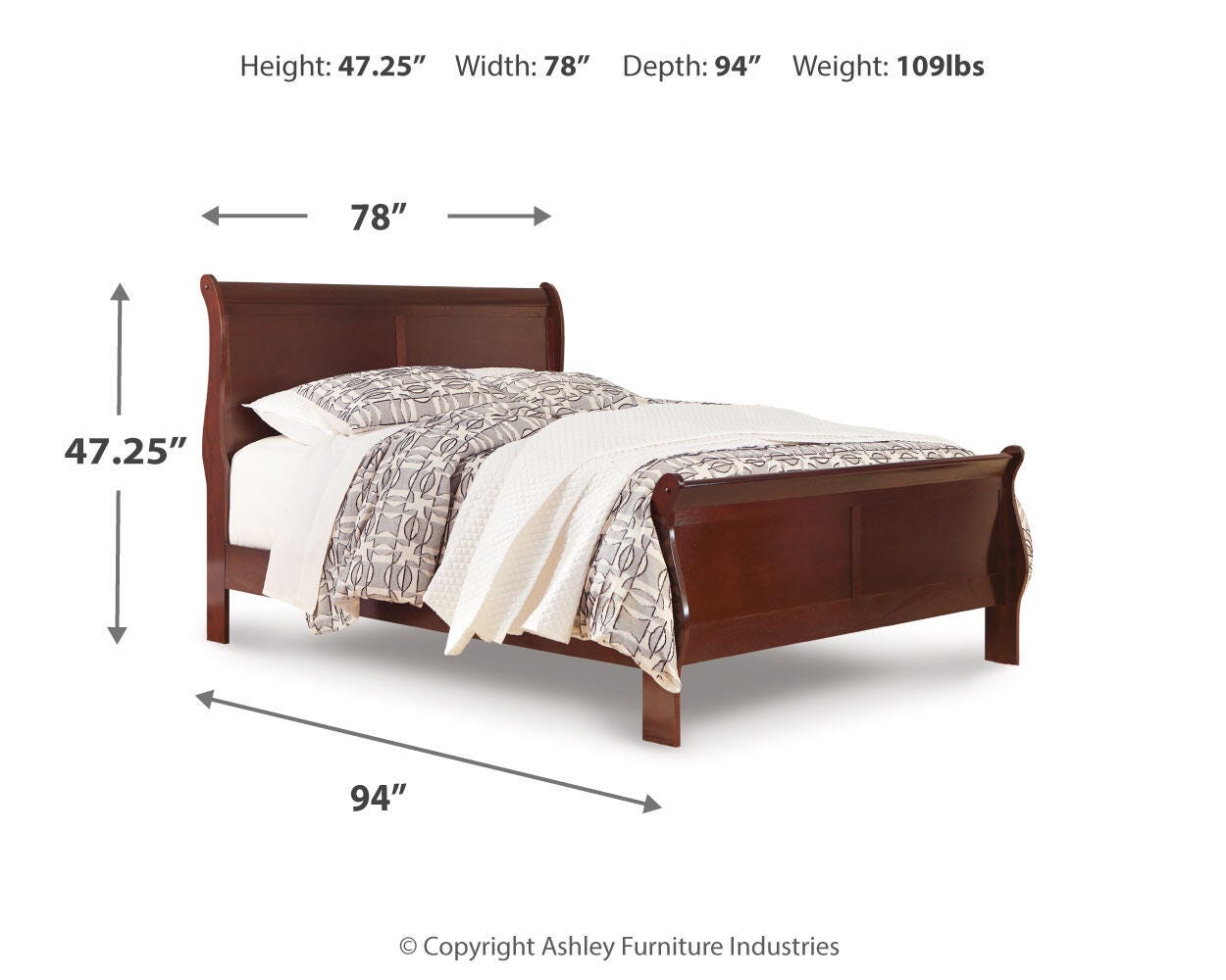 Alisdair Sleigh Bed with Mirrored Dresser