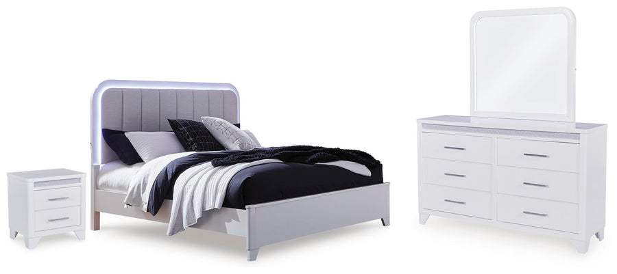 Jarlee Panel Bed, Dresser, Mirror and Nightstand