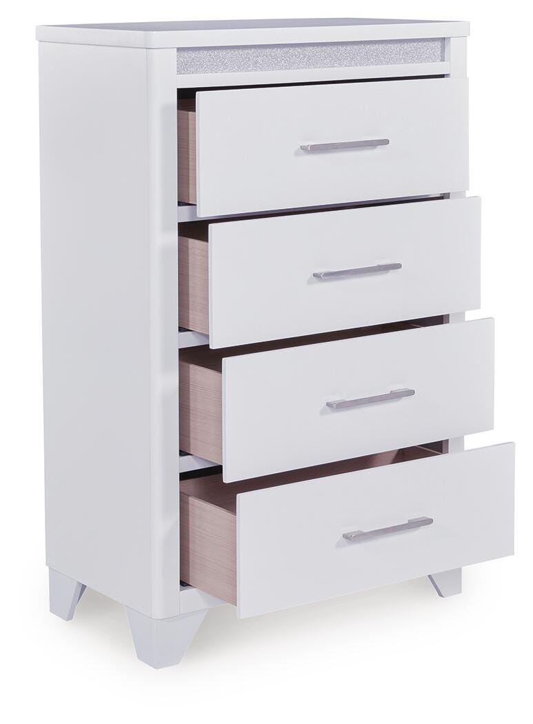 Jarlee Upholstered Panel Bed, Dresser, Mirror, Chest and 2 Nightstands