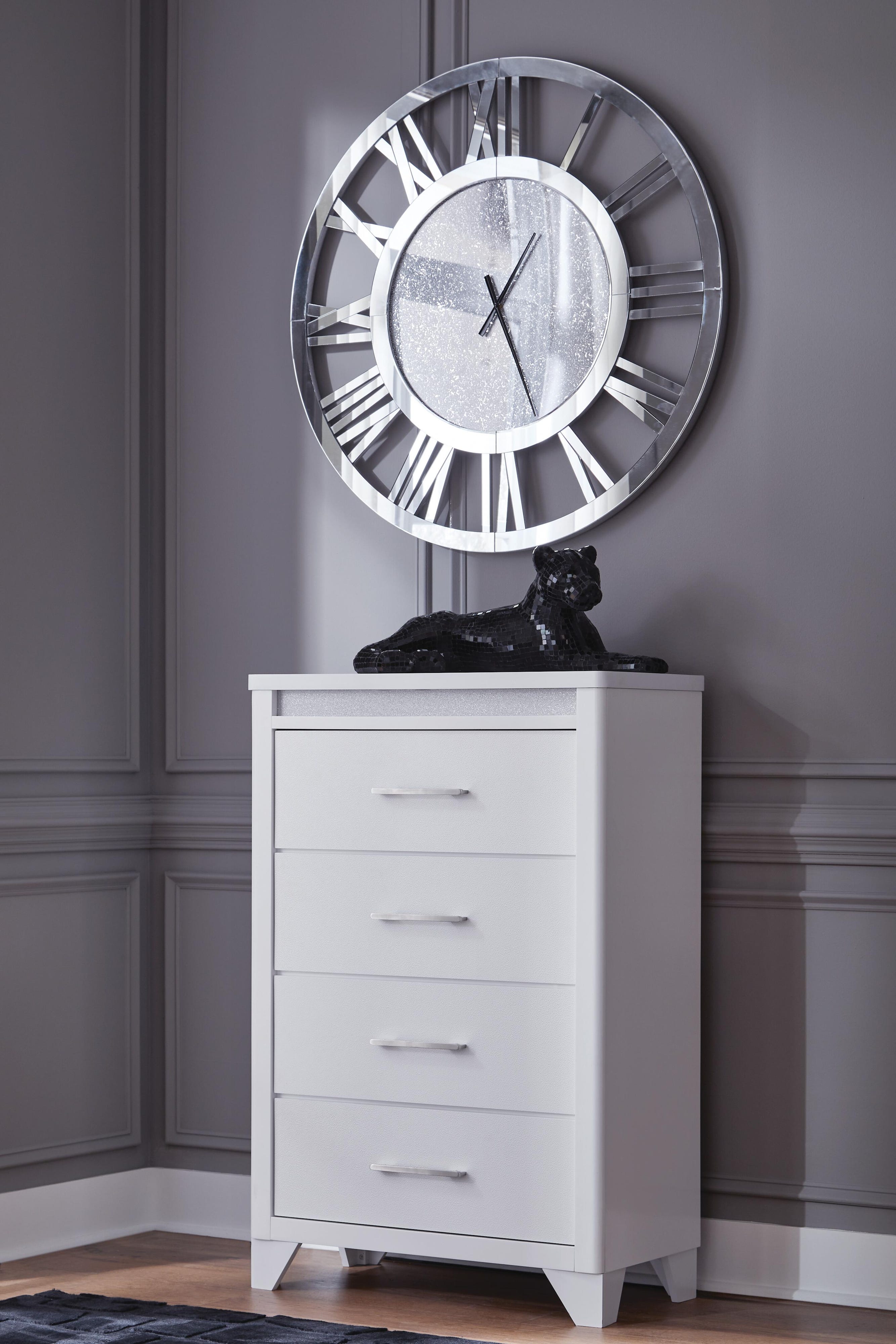 Jarlee Upholstered Panel Bed, Dresser, Mirror, Chest and 2 Nightstands
