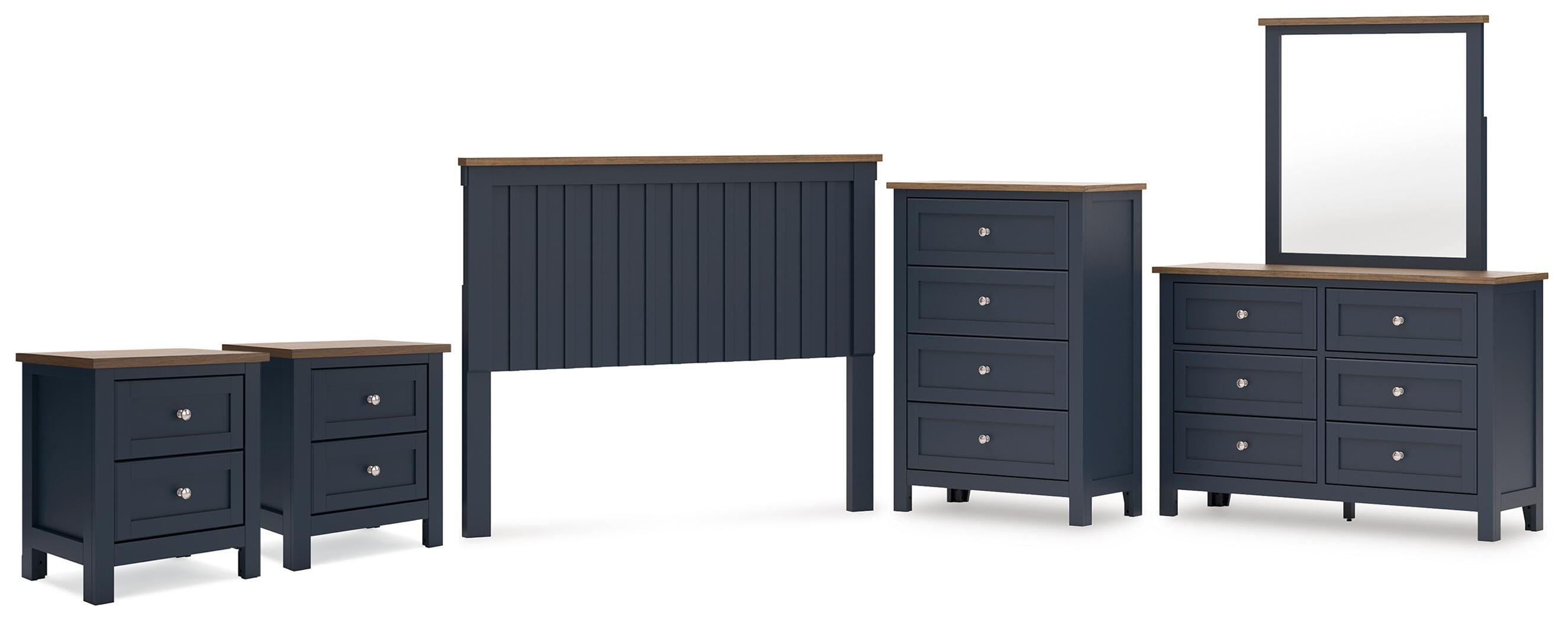 Landocken Panel Headboard, Dresser, Mirror, Chest and 2 Nightstands