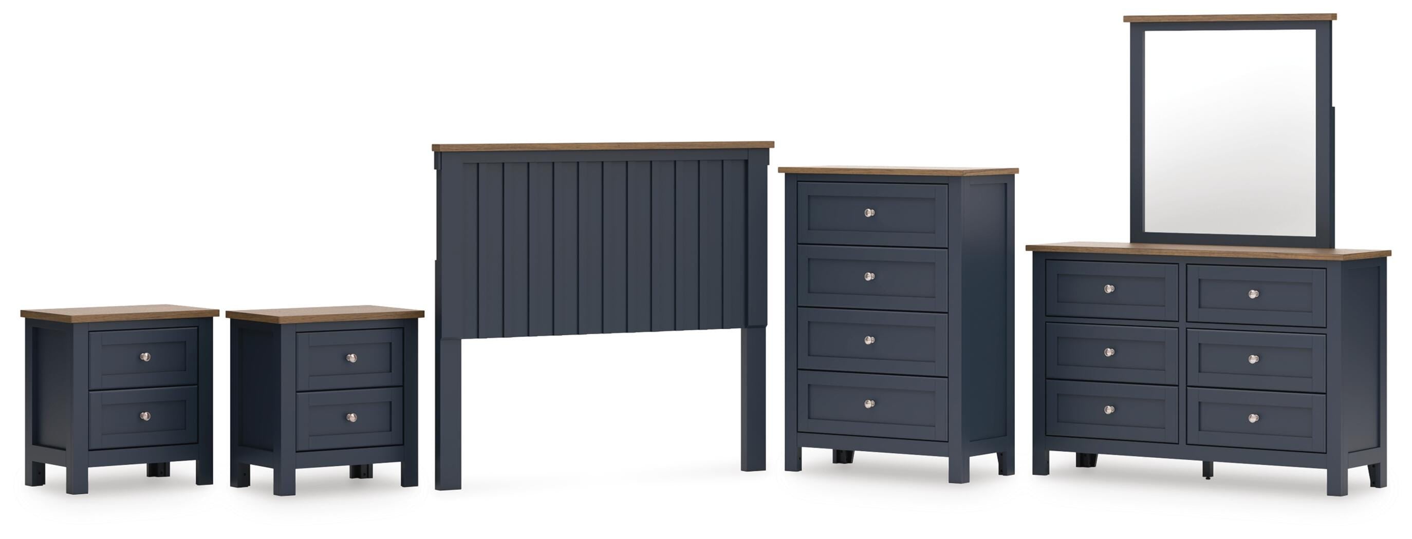 Landocken Panel Headboard, Dresser, Mirror, Chest and 2 Nightstands