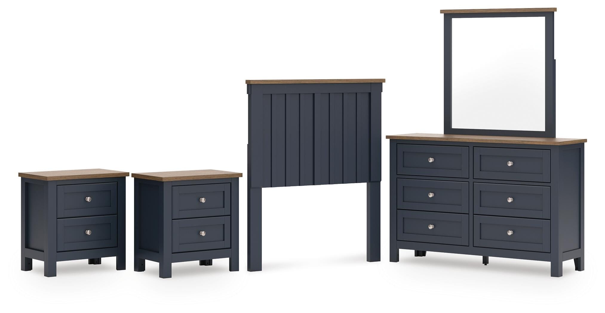 Landocken Panel Headboard, Dresser, Mirror and 2 Nightstands