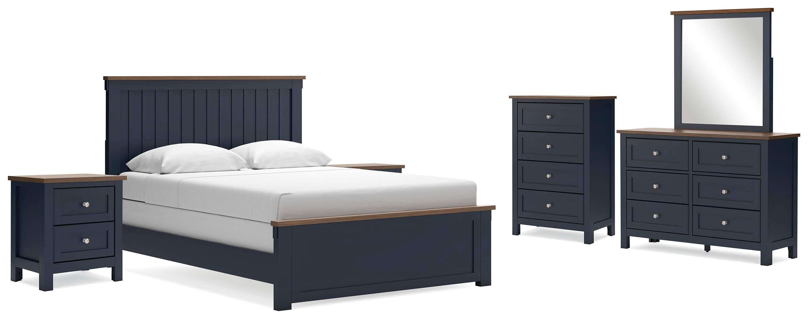 Landocken Panel Bed, Dresser, Mirror, Chest and 2 Nightstands
