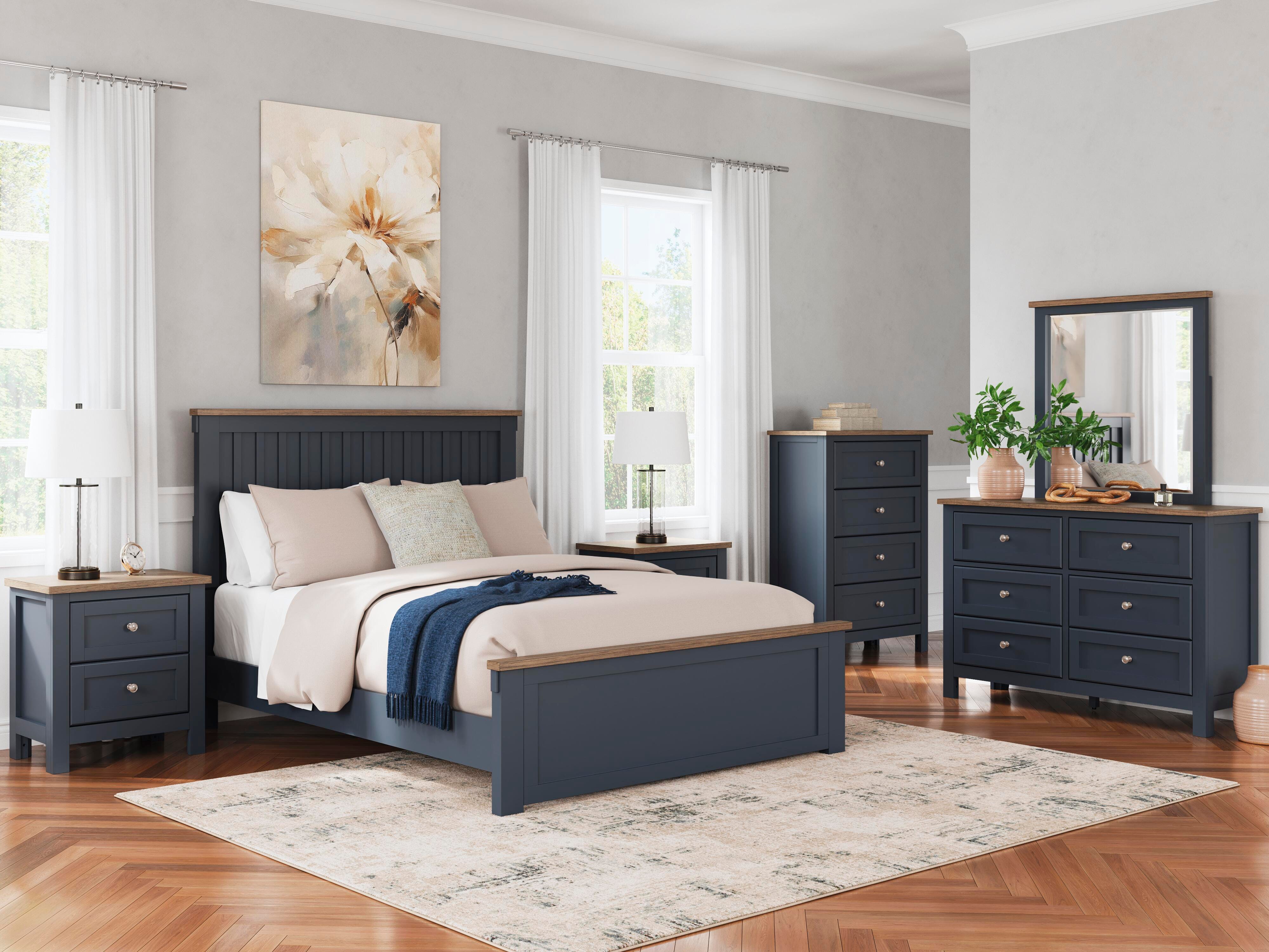 Landocken Panel Bed, Dresser, Mirror, Chest and 2 Nightstands