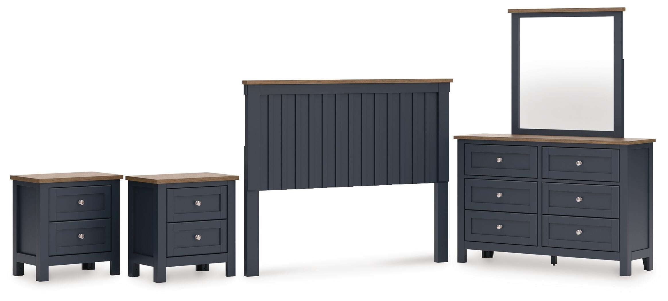 Landocken Panel Headboard, Dresser, Mirror and 2 Nightstands