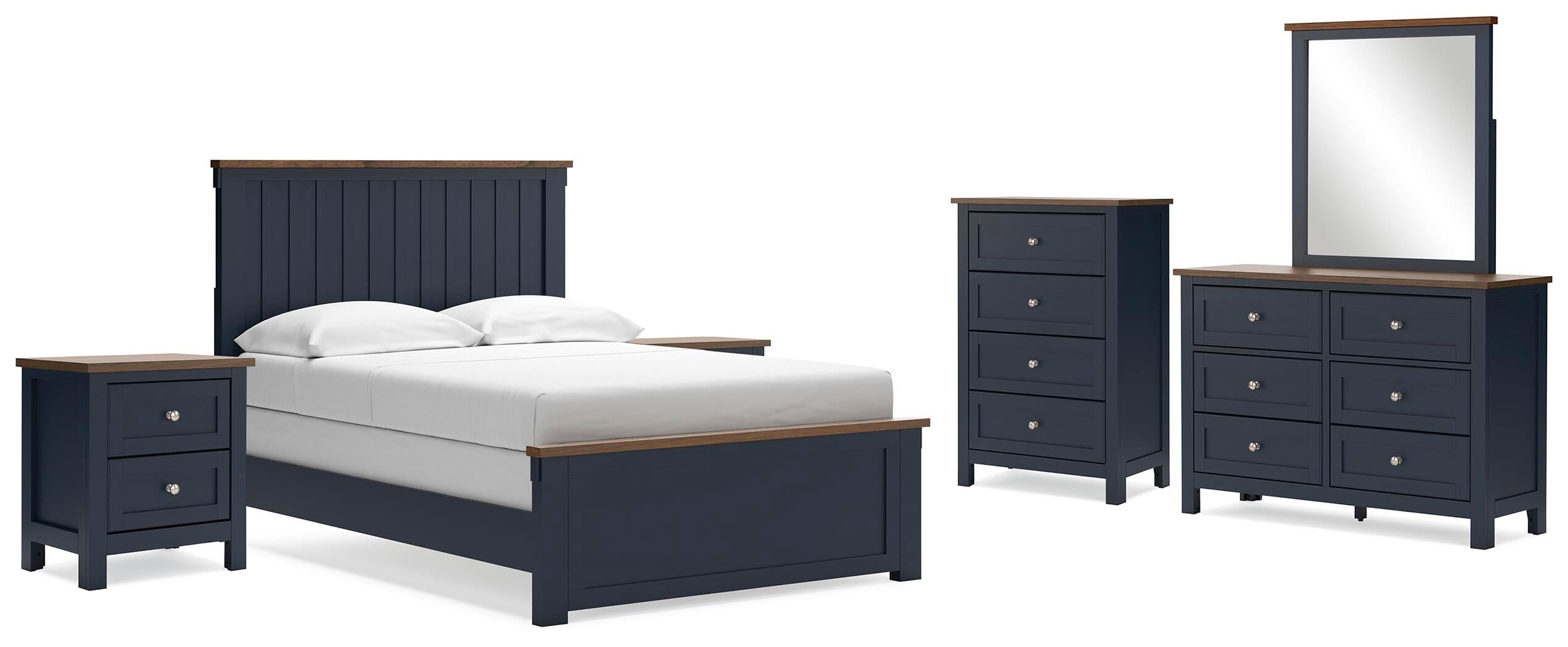 Landocken Panel Bed, Dresser, Mirror, Chest and 2 Nightstands