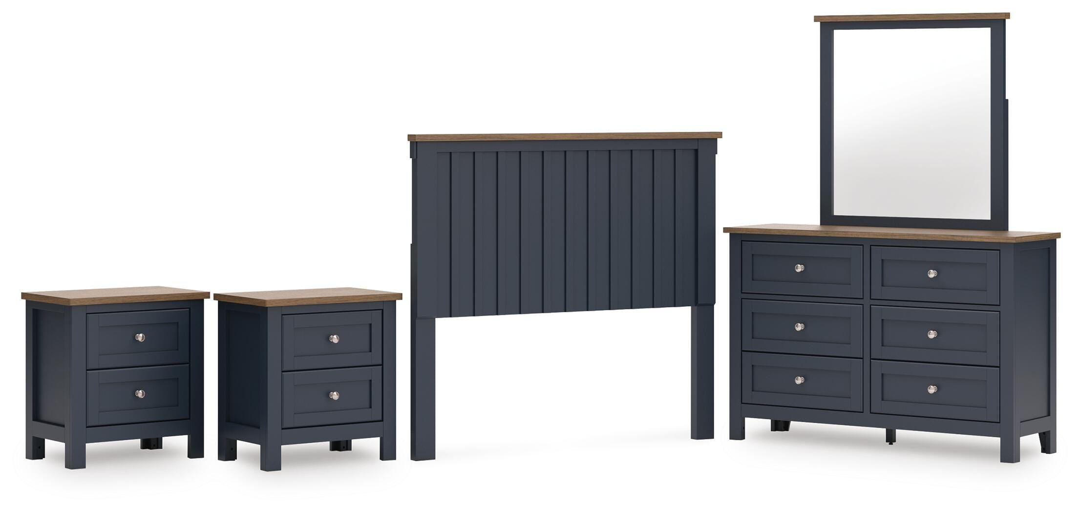 Landocken Panel Headboard, Dresser, Mirror and 2 Nightstands