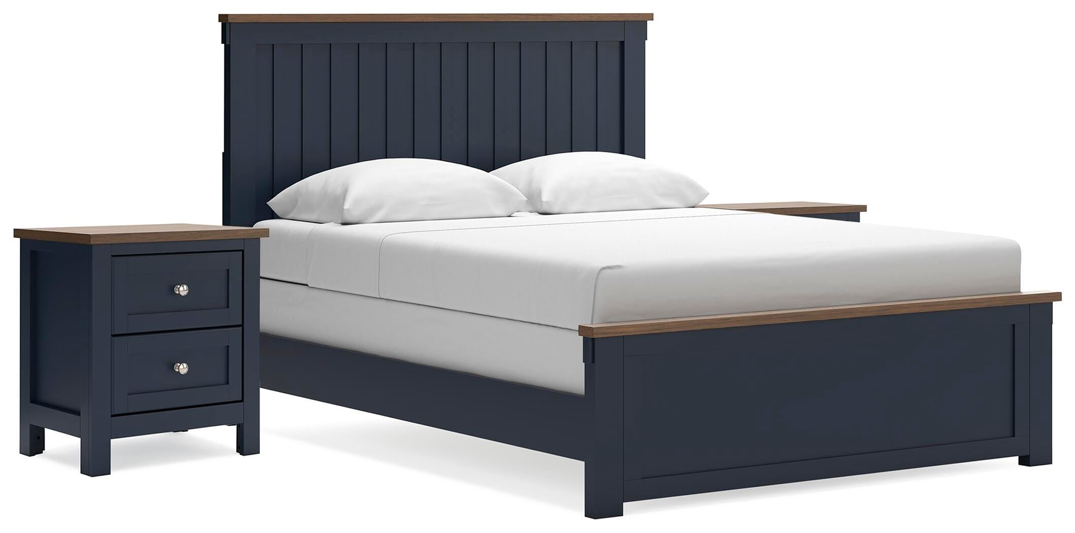 Landocken Panel Bed and 2 Nightstands