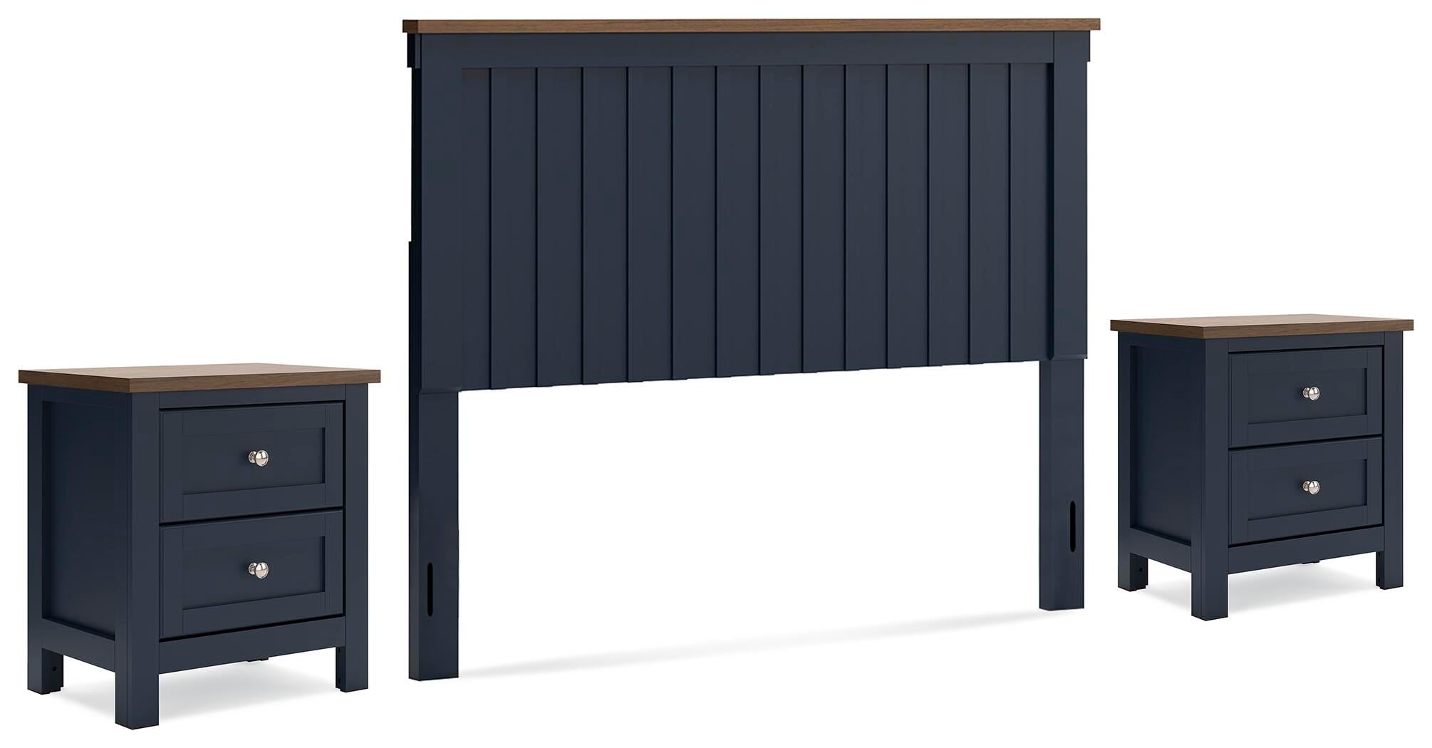 Landocken Panel Headboard and 2 Nightstands