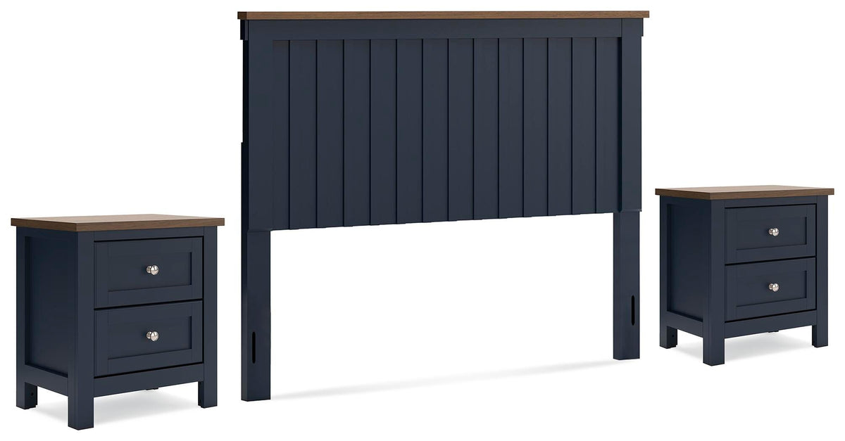 Landocken Panel Headboard and 2 Nightstands