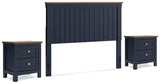 Landocken Panel Headboard and 2 Nightstands