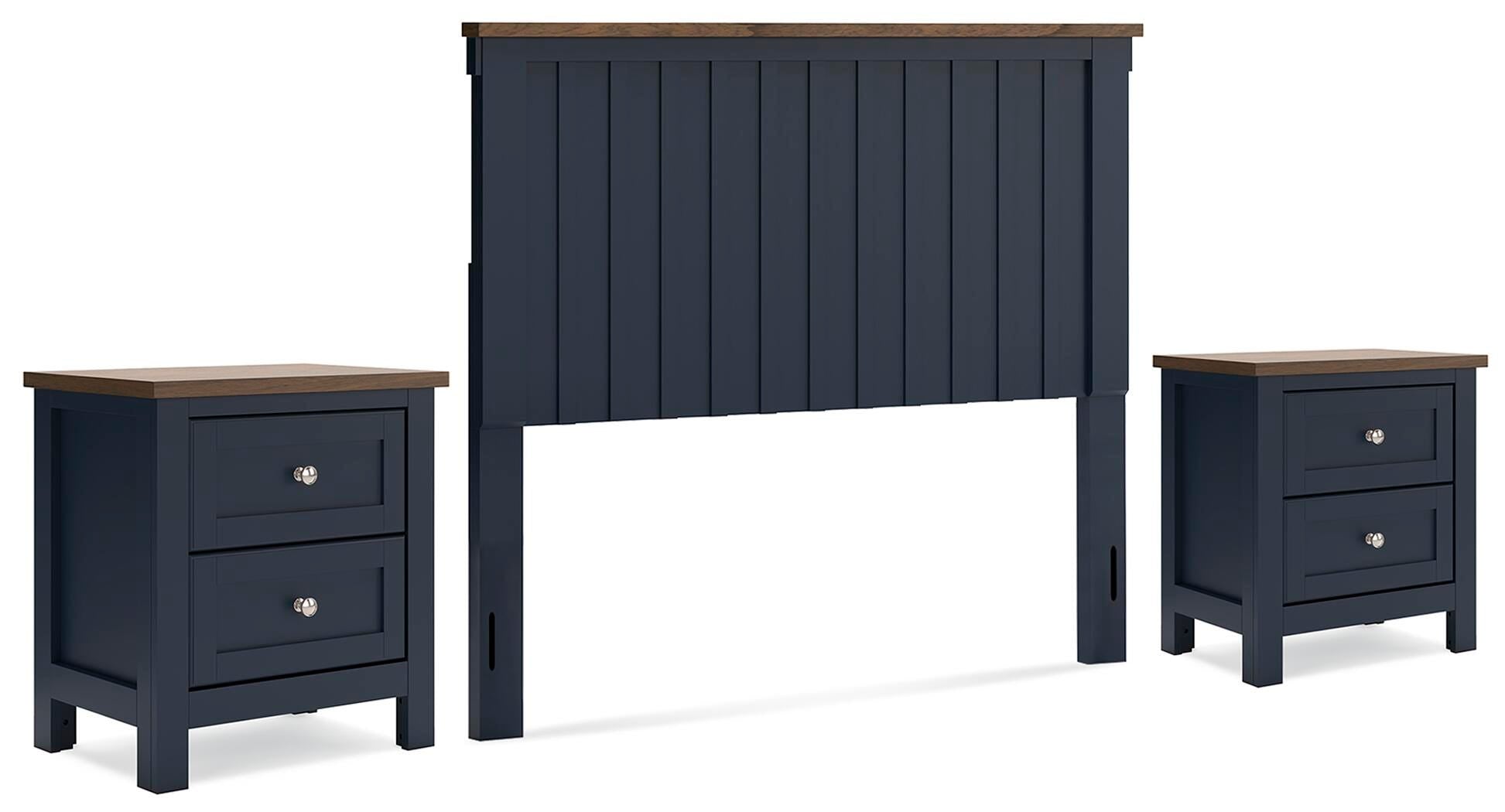 Landocken Panel Headboard and 2 Nightstands