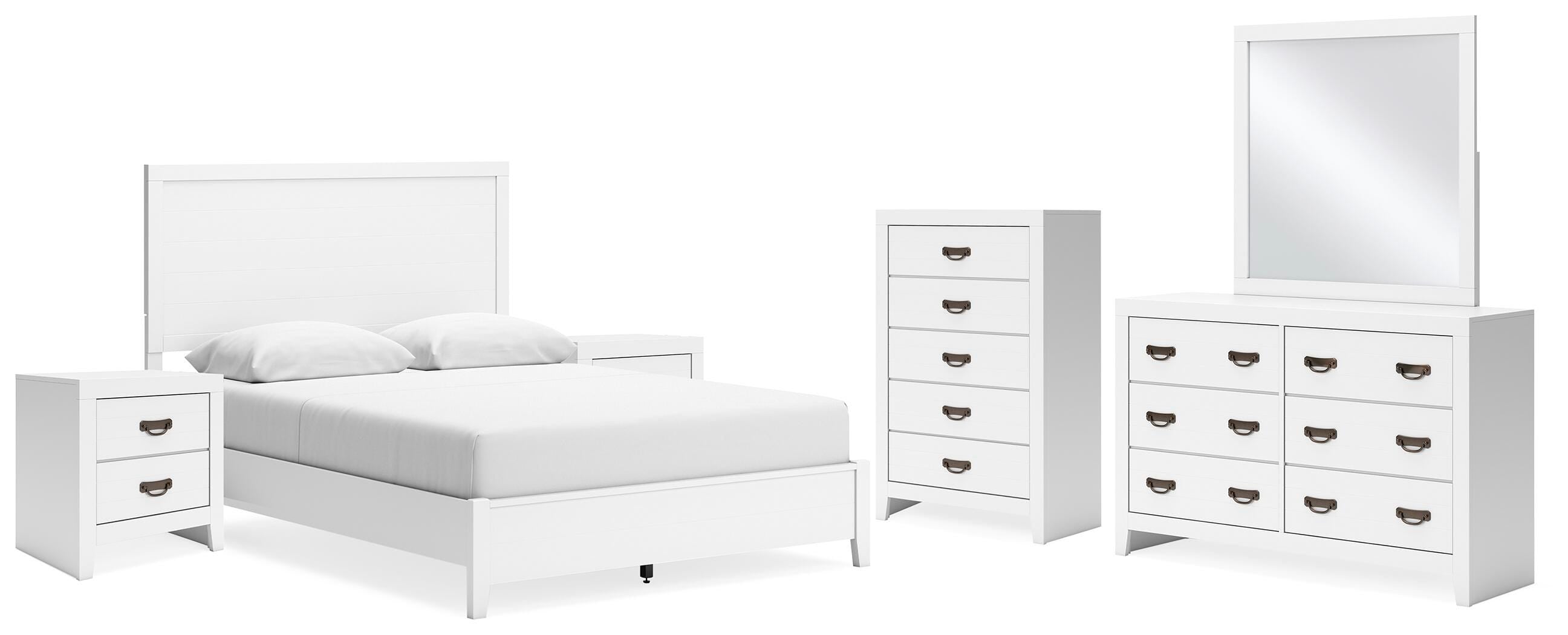 Binterglen Panel Bed, Dresser, Mirror, Chest and 2 Nightstands