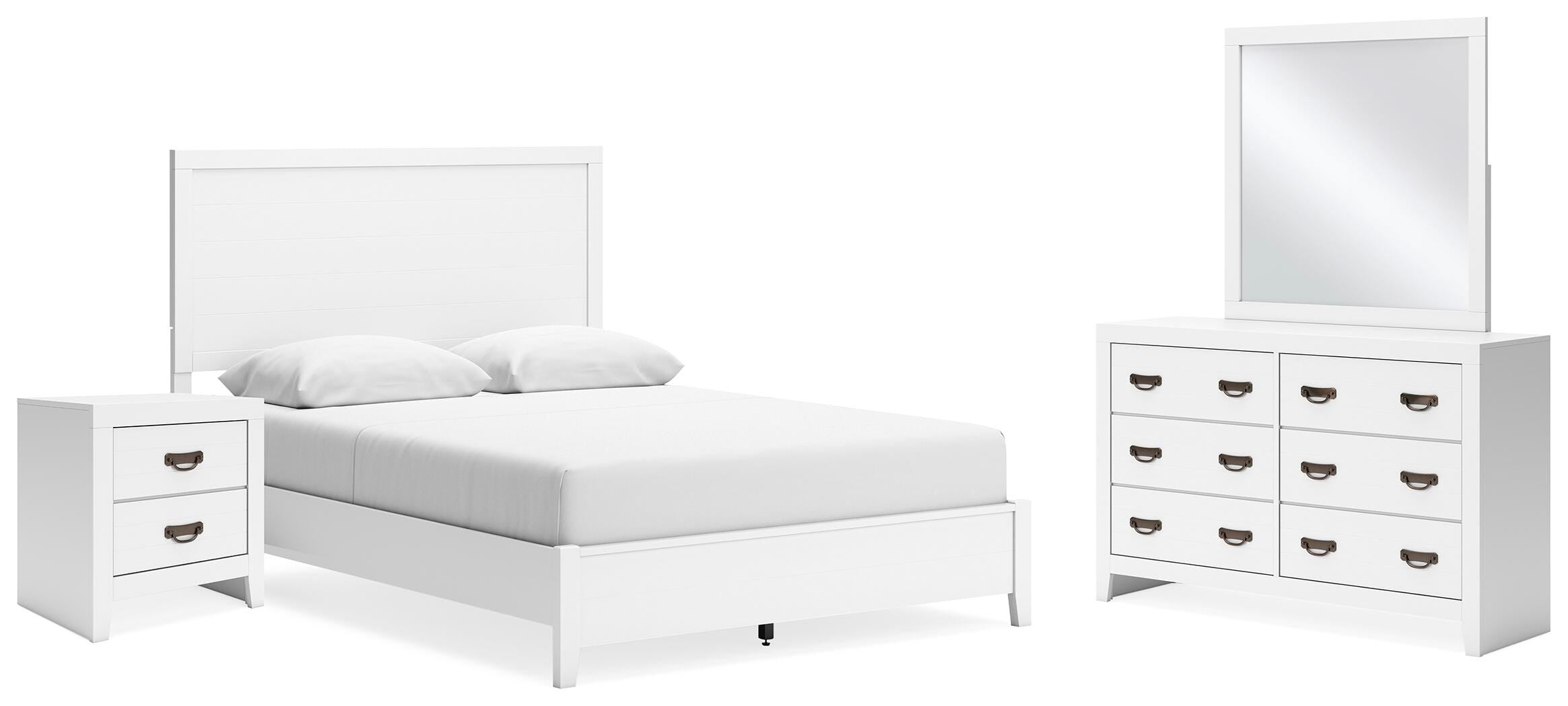 Binterglen Panel Bed with Mirrored Dresser and Nightstand