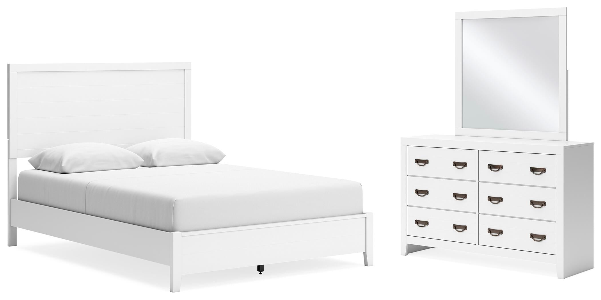 Binterglen Panel Bed with Mirrored Dresser