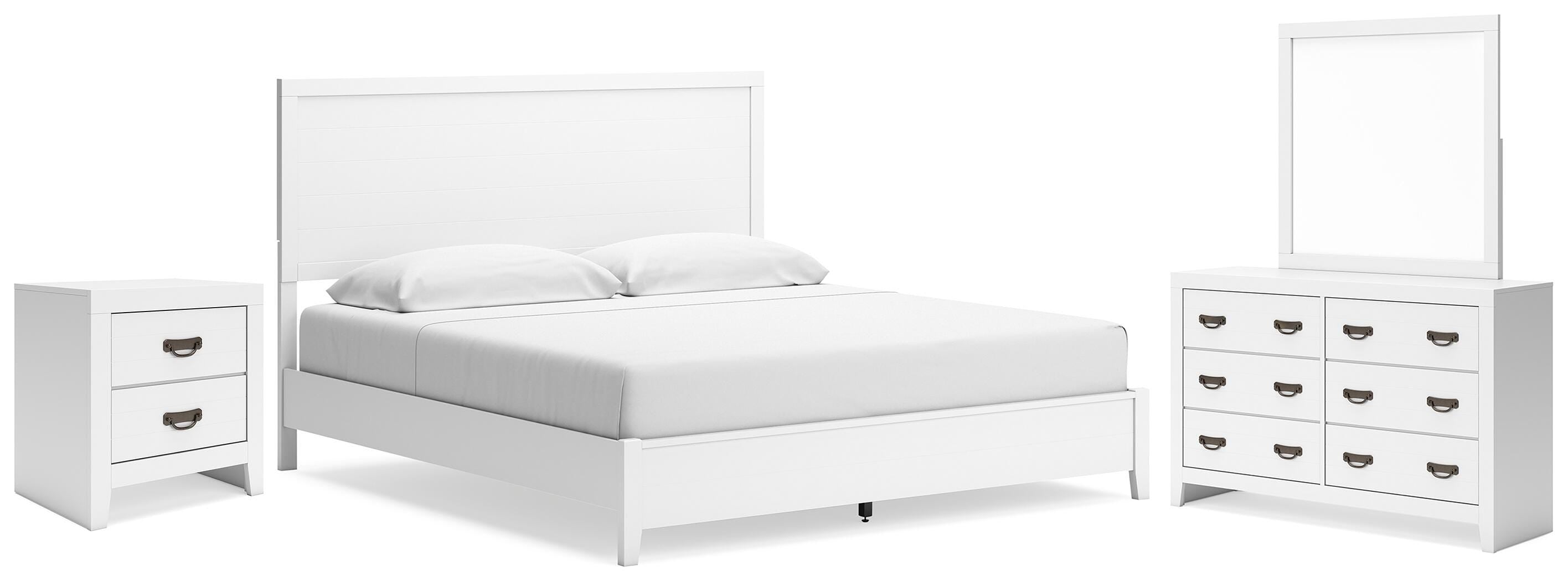 Binterglen Panel Bed with Mirrored Dresser and Nightstand