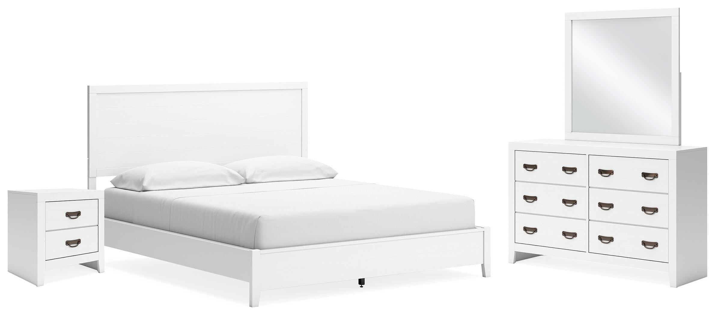 Binterglen Panel Bed with Mirrored Dresser and Nightstand