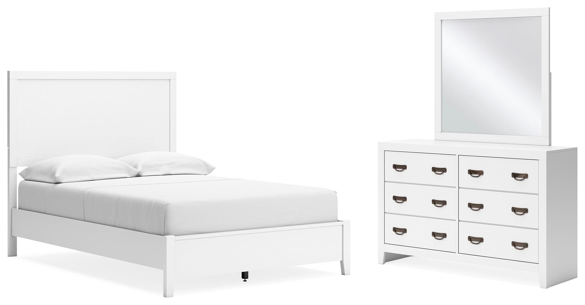 Binterglen Panel Bed with Mirrored Dresser