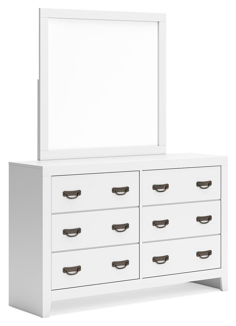 Binterglen Panel Bed with Mirrored Dresser and Nightstand