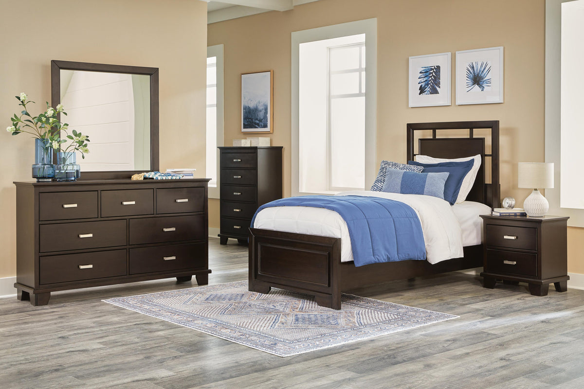 Covetown Panel Bed, Dresser, Mirror, Chest and Nightstand