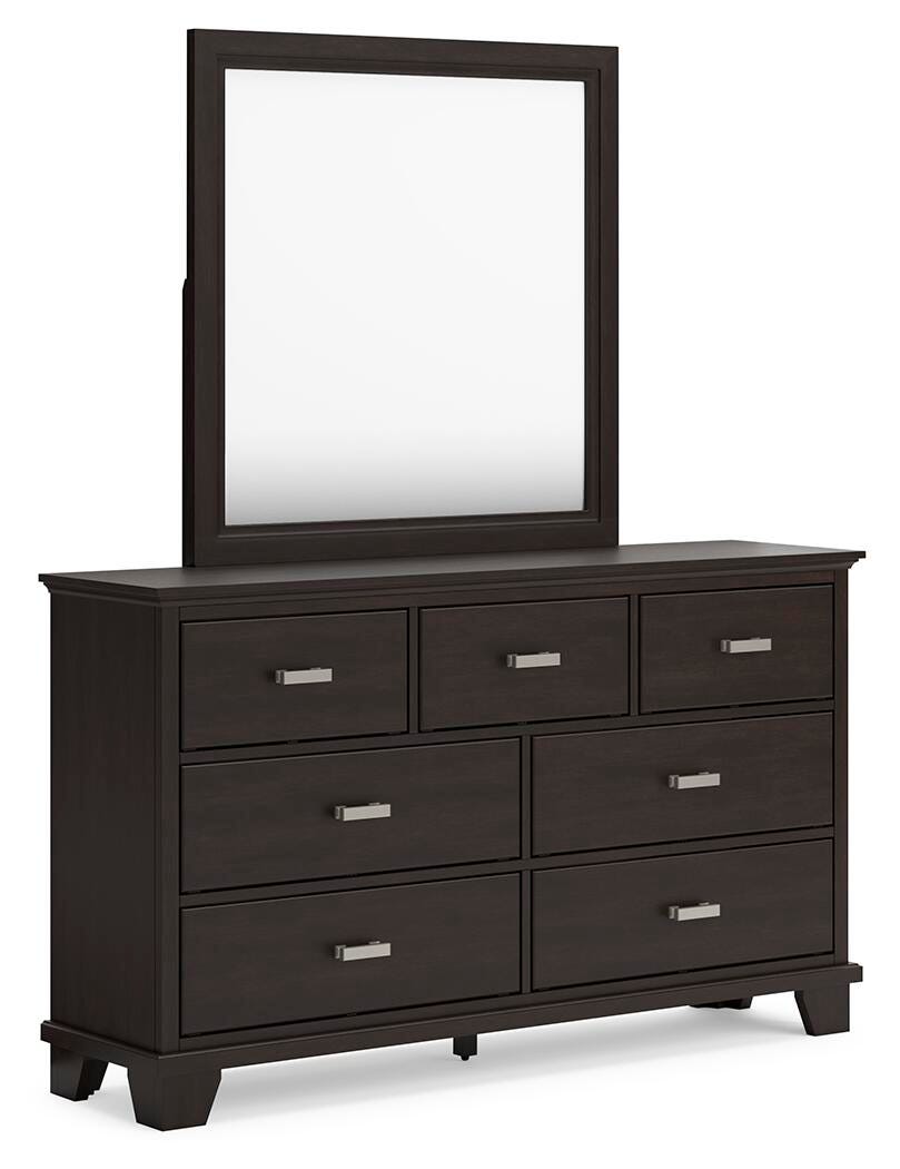 Covetown Panel Bed with Mirrored Dresser