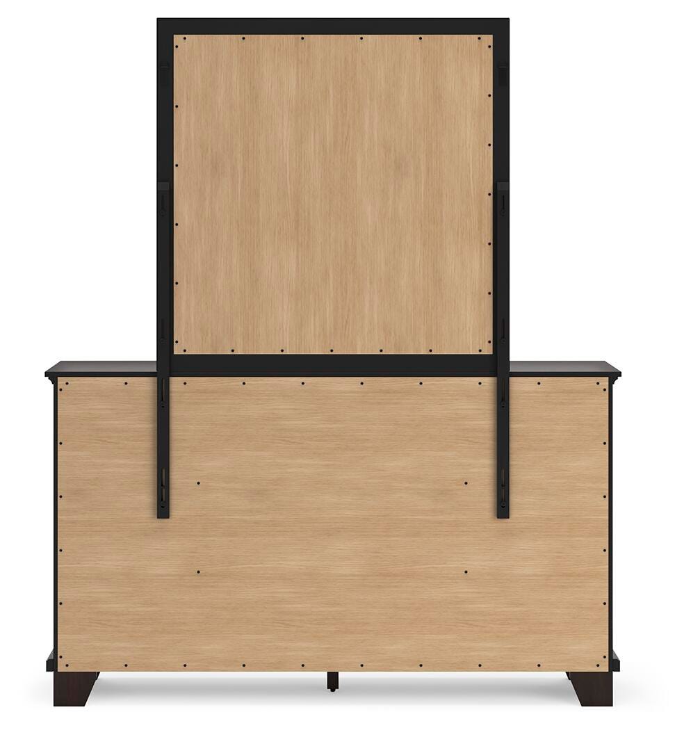 Covetown Panel Bed with Mirrored Dresser