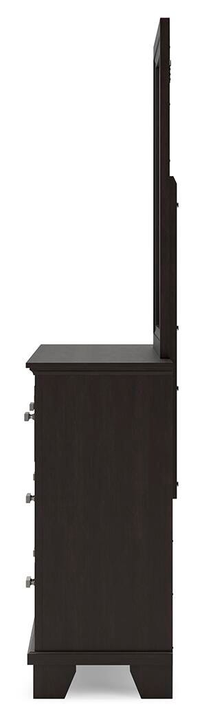 Covetown Panel Bed with Mirrored Dresser