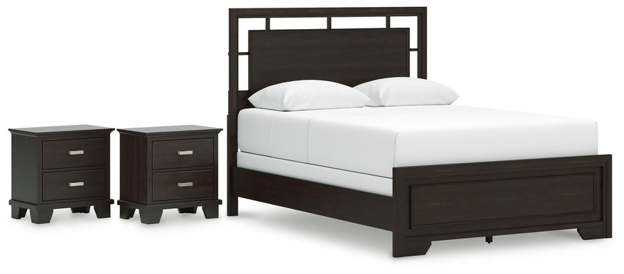 Covetown Panel Bed and 2 Nightstands