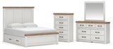Savonport Panel Bed with Storage, Dresser, Mirror and Chest