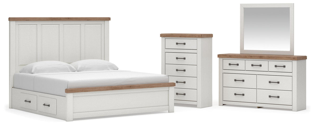 Savonport Panel Bed with Storage, Dresser, Mirror and Chest