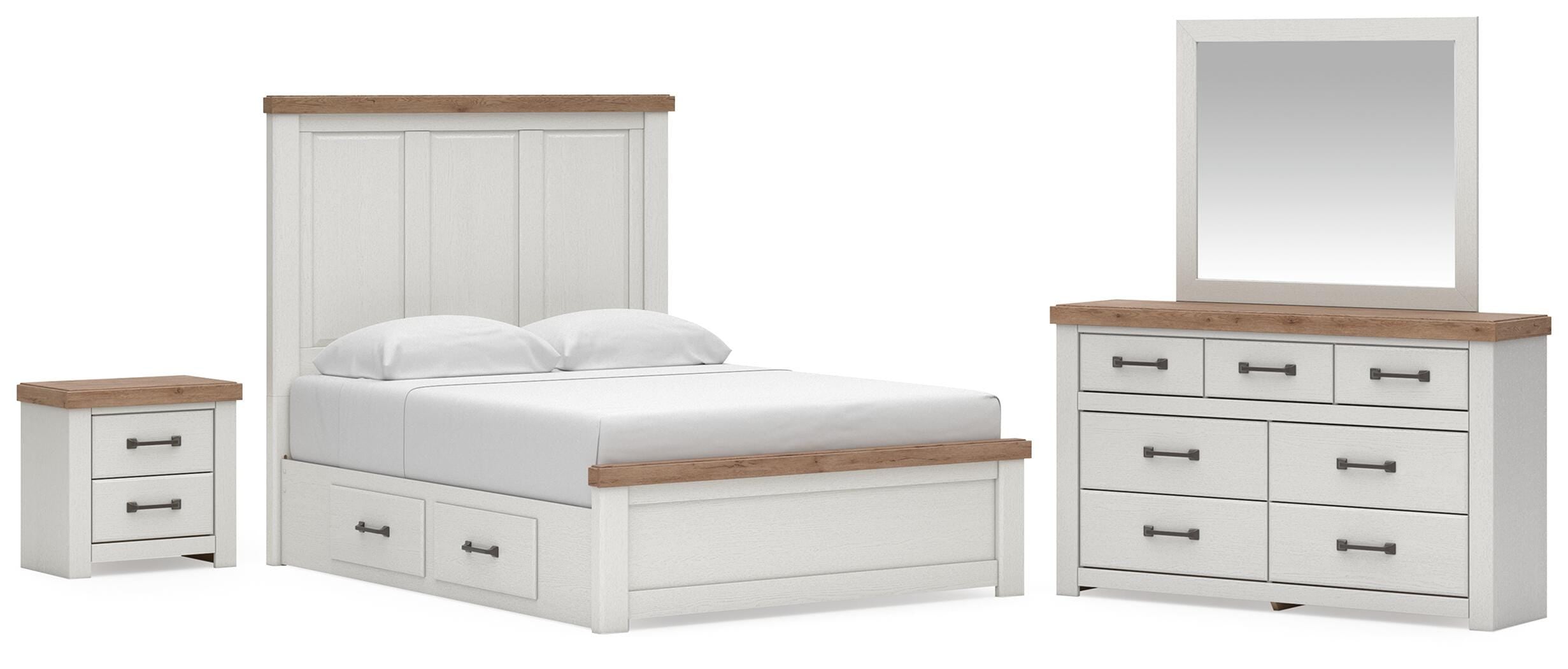 Savonport Panel Bed with Storage. Dresser, Mirror and Nightstand