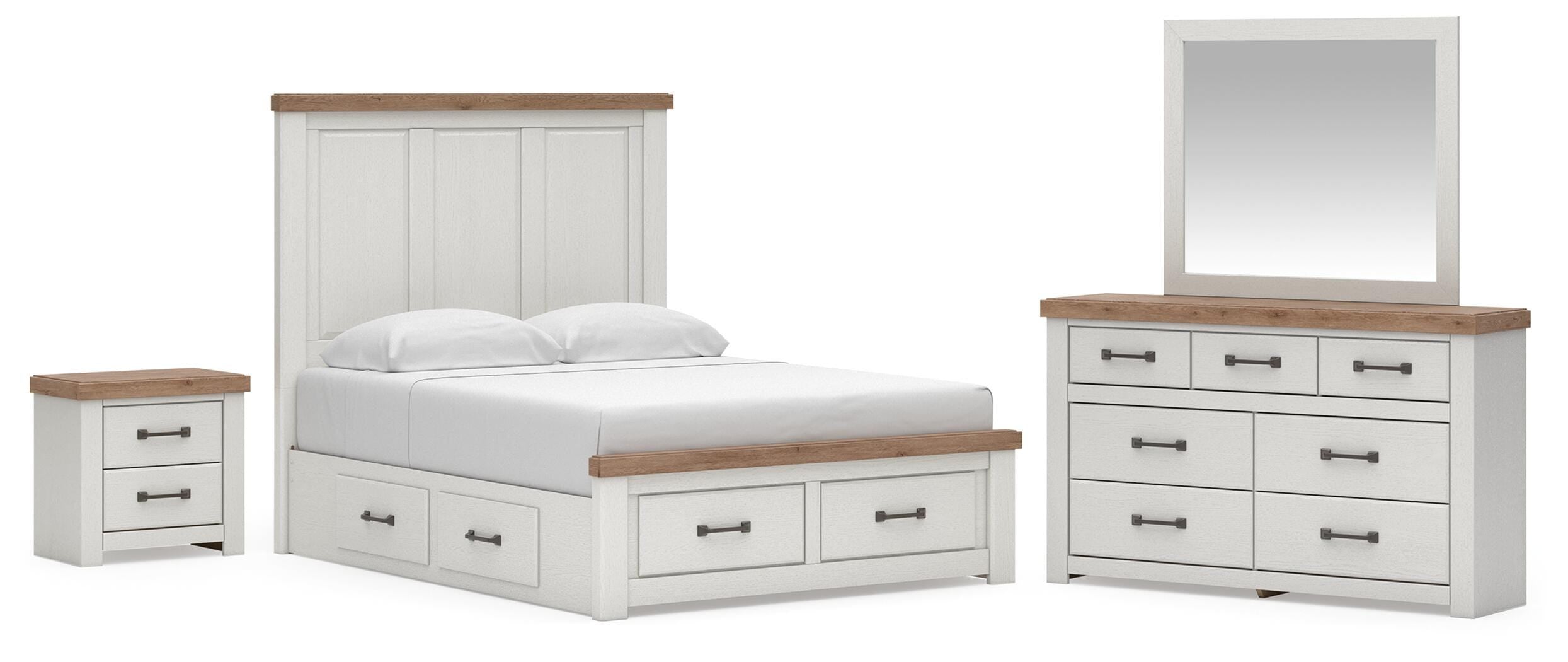 Savonport Panel Storage Bed. Dresser, Mirror and Nightstand